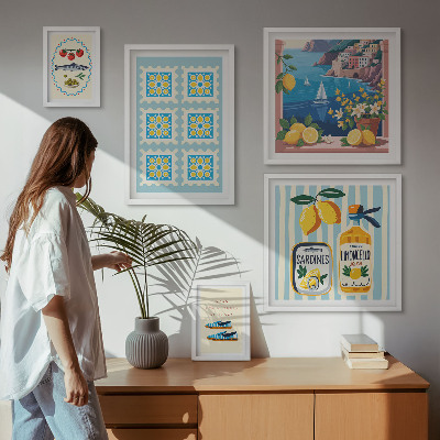 Lot de tableaux encadrés Goût de la cuisine italienne