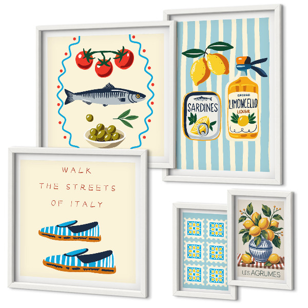 Ensemble de 5 tableaux Agrumes de la cuisine italienne