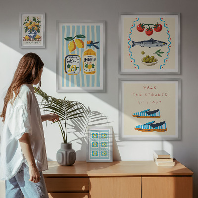 Ensemble de 5 tableaux Agrumes de la cuisine italienne