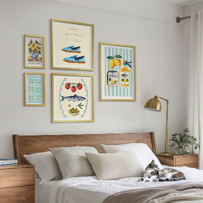 Ensemble de 5 tableaux Agrumes de la cuisine italienne