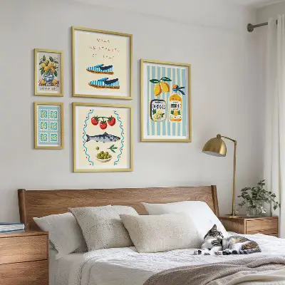 Ensemble de 5 tableaux sur le thème des agrumes de la cuisine italienne