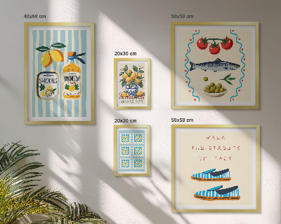 Ensemble de 5 tableaux Agrumes de la cuisine italienne