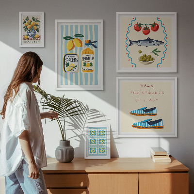Ensemble de 5 tableaux Agrumes de la cuisine italienne