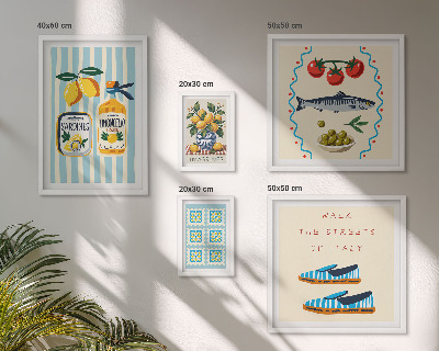 Ensemble de 5 tableaux Agrumes de la cuisine italienne