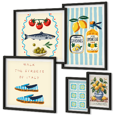Ensemble de 5 tableaux Agrumes de la cuisine italienne
