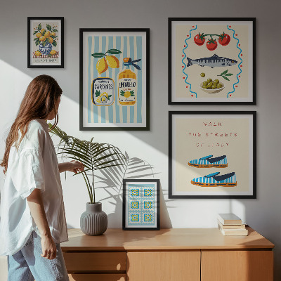 Ensemble de 5 tableaux Agrumes de la cuisine italienne