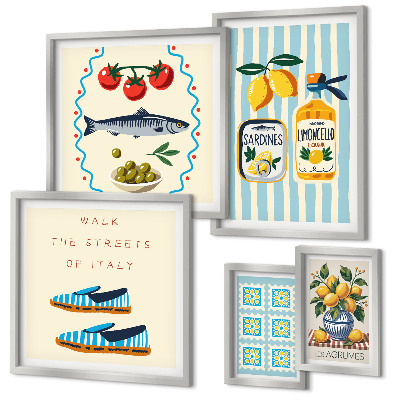 Ensemble de 5 tableaux Agrumes de la cuisine italienne