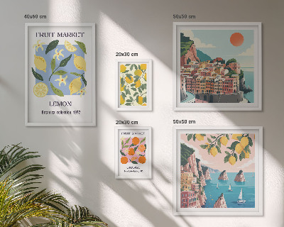Lot de tableaux encadrés Paysages de fruits vintage