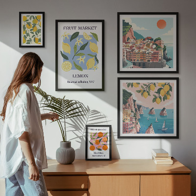 Lot de tableaux encadrés Paysages de fruits vintage