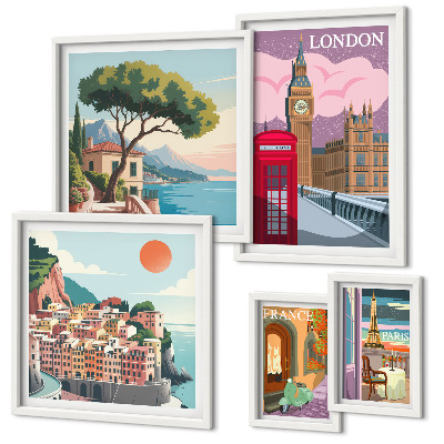 Ensemble de 5 tableaux Villes européennes de la culture