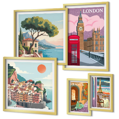 Ensemble de 5 tableaux Villes européennes de la culture