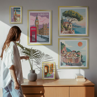 Ensemble de 5 tableaux Villes européennes de la culture