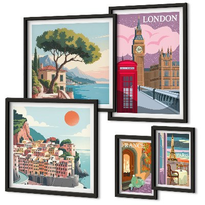 Ensemble de 5 tableaux Villes européennes de la culture