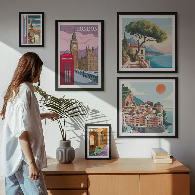 Ensemble de 5 tableaux Villes européennes de la culture