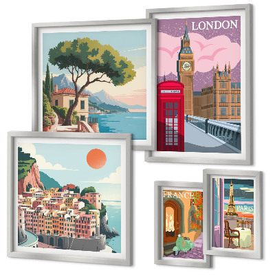 Ensemble de 5 tableaux Villes européennes de la culture