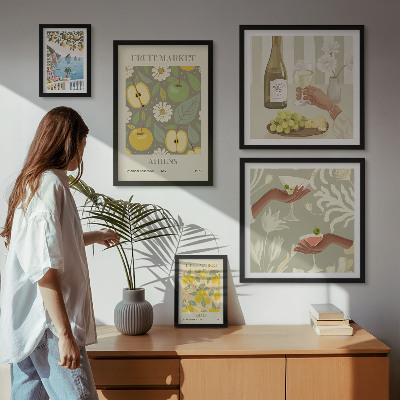 Lot de tableaux encadrés Illustrations atmosphériques des années 1970