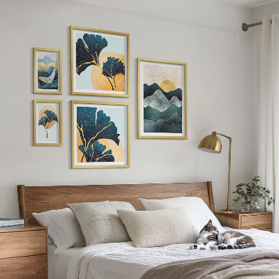 Ensemble de 5 tableaux Paysages végétaux de montagne élégants