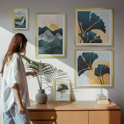 Ensemble de 5 tableaux Paysages végétaux de montagne élégants