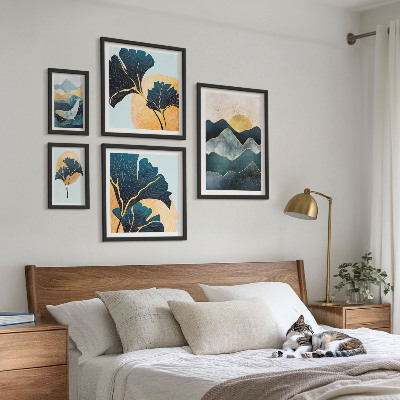 Ensemble de 5 tableaux Paysages végétaux de montagne élégants