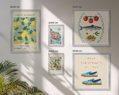 Ensemble de 5 tableaux Collection de fruits d'Italie