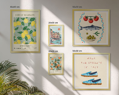 Ensemble de 5 tableaux Collection de fruits d'Italie