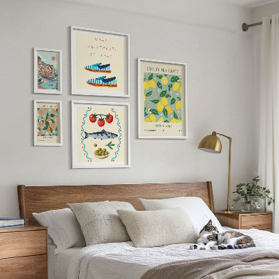 Ensemble de 5 tableaux Collection de fruits d'Italie