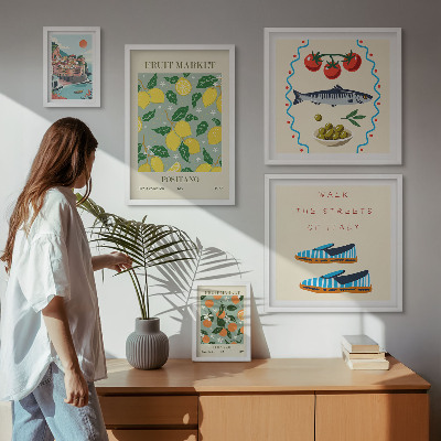 Ensemble de 5 tableaux Collection de fruits d'Italie
