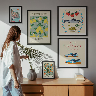 Ensemble de 5 tableaux Collection de fruits d'Italie
