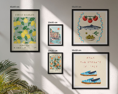 Ensemble de 5 tableaux Collection de fruits d'Italie