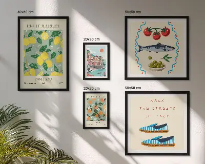 Collection de fruits d'Italie ensemble de 5 tableaux