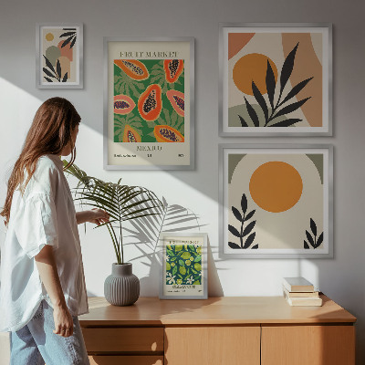Tableau de décoration murale Motifs rétro de fruits tropicaux