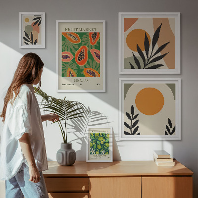 Tableau de décoration murale Motifs rétro de fruits tropicaux