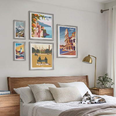 Lot de tableaux encadrés Paysages des villes européennes