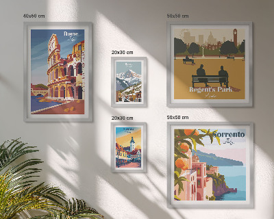 Lot de tableaux encadrés Paysages des villes européennes
