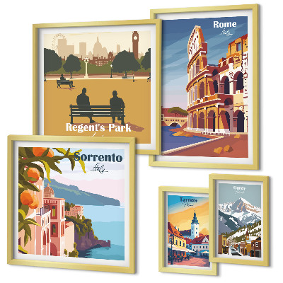 Lot de tableaux encadrés Paysages des villes européennes