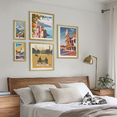 Lot de tableaux encadrés Paysages des villes européennes