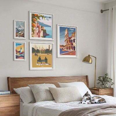 Lot de tableaux encadrés Paysages des villes européennes