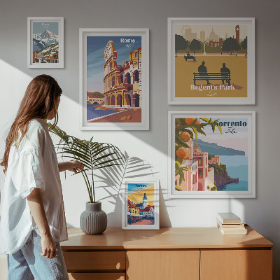 Lot de tableaux encadrés Paysages des villes européennes