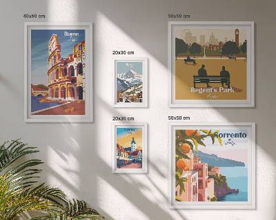 Lot de tableaux encadrés Paysages des villes européennes