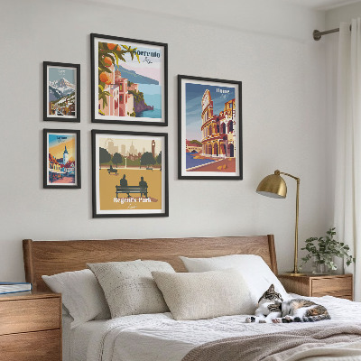 Lot de tableaux encadrés Paysages des villes européennes
