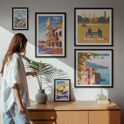 Lot de tableaux encadrés Paysages des villes européennes