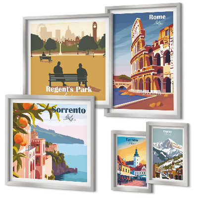 Lot de tableaux encadrés Paysages des villes européennes