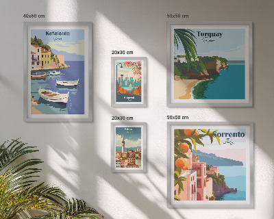 Ensemble de 5 tableaux Paysages côtiers d'Europe