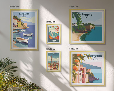 Ensemble de 5 tableaux Paysages côtiers d'Europe