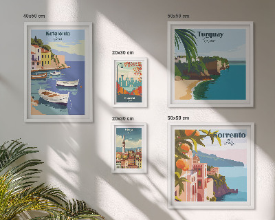 Ensemble de 5 tableaux Paysages côtiers d'Europe