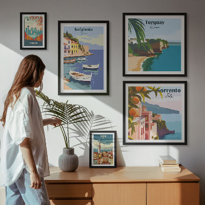Ensemble de 5 tableaux Paysages côtiers d'Europe