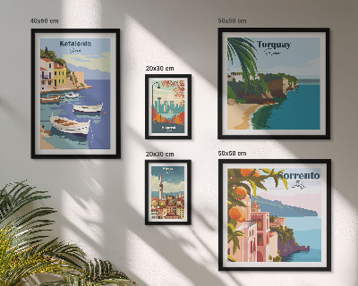 Ensemble de 5 tableaux Paysages côtiers d'Europe