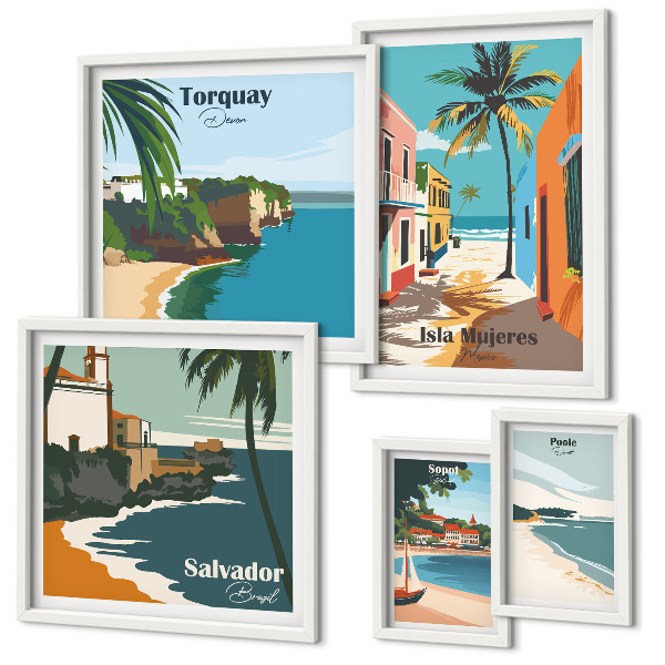 Tableau de décoration murale Plages colorées en bord de mer