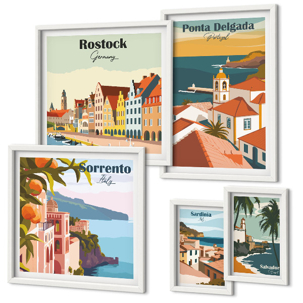 Lot de tableaux encadrés Paysages urbains européens