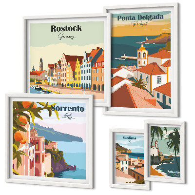 Lot de tableaux encadrés Paysages urbains européens
